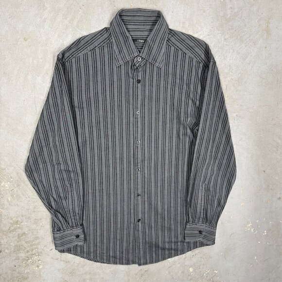 Ermenegildo Zegna Z Striped Dress Shirt Long Sleeve Button Up Grey 15 1/2 Medium - Picture 2 of 11